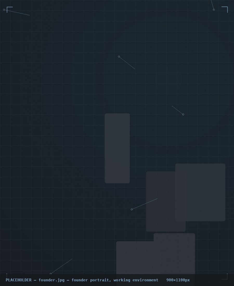 Placeholder — founder portrait in working environment